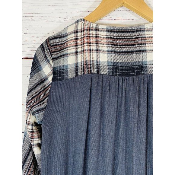 Knox Rose Flannel Top Front Wrap Plaid Shirt Boho Blouse Tassels Womens Small - Picture 8 of 12